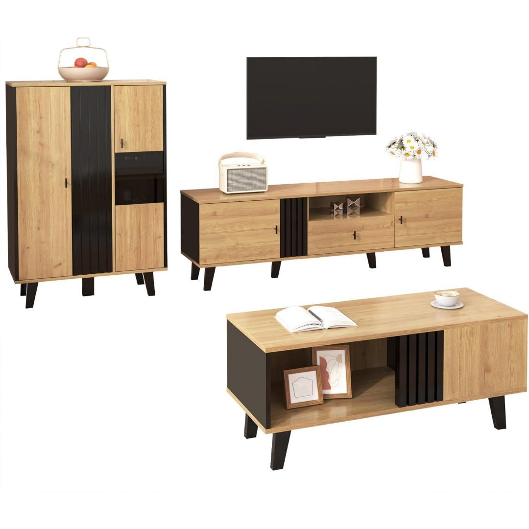 Das Sideboard nimmt mit 140 x 78.5 x 41 cm Gestalt an