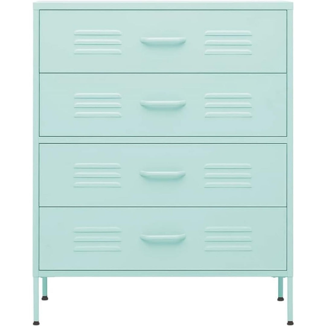 Das Sideboard misst 80 x 35 x 101.5 cm in Gruen