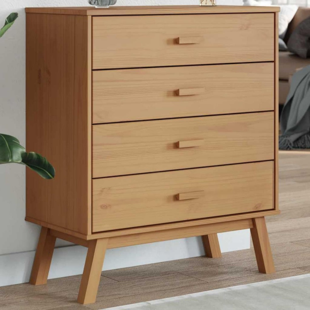 4 Schubladen und Holzbeine an dem Sideboard