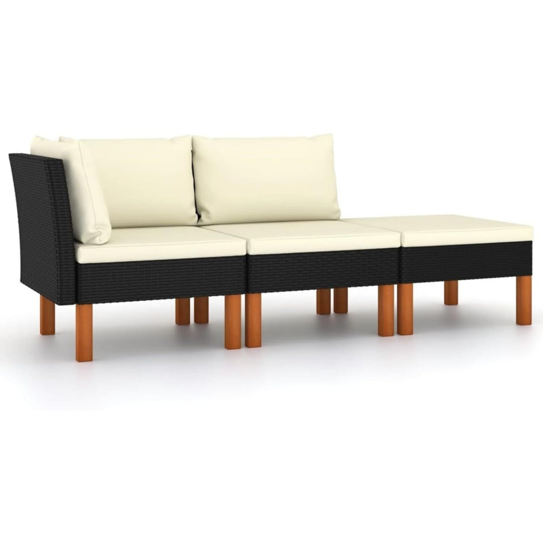 Sofa in Schwarz mit Flechtoptik