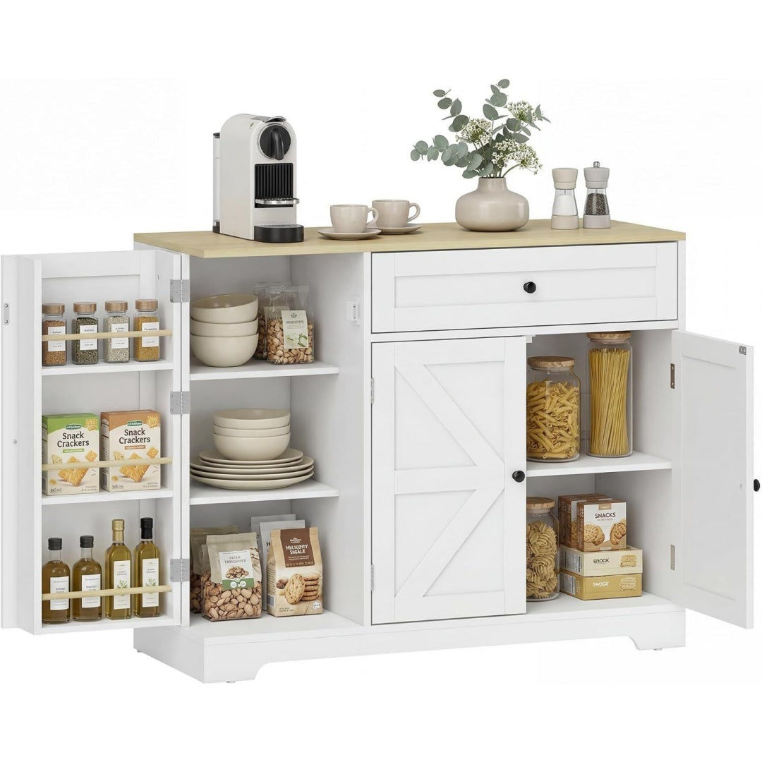 Sideboard verbindet 3 Tueren und Schiebetueren